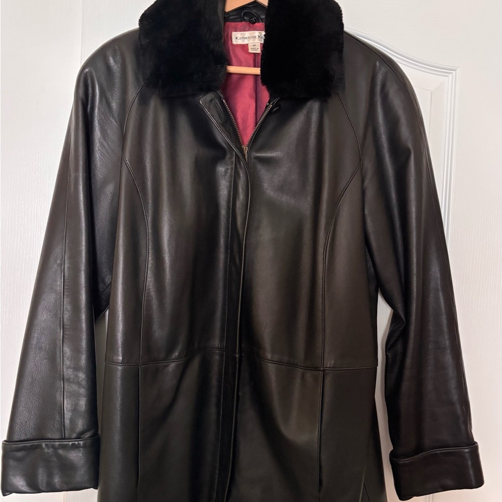 Lambskin Leather Coat with Beaver Fur Collar Medium-Large, Buttery Soft!